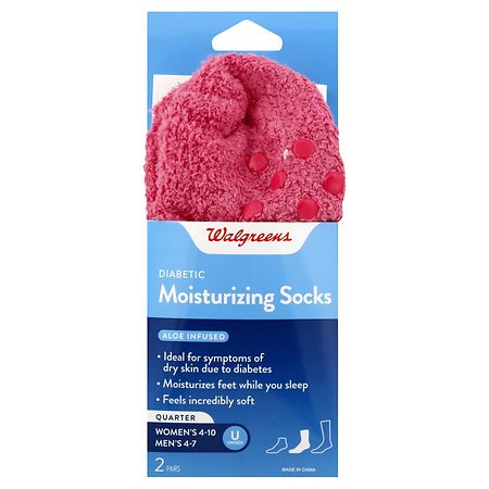 Walgreens Diabetic Moisturizing Socks 7-10 White/ Pink