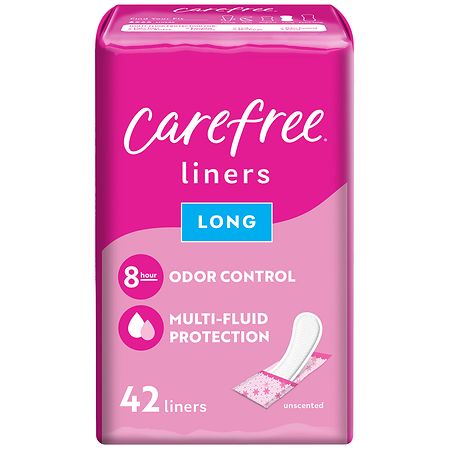 Carefree Panty Liners, Wrapped Unscented, Long