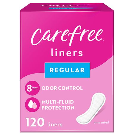 Carefree Regular Panty Liners, Unwrapped Unscented, Regular (120 ct)