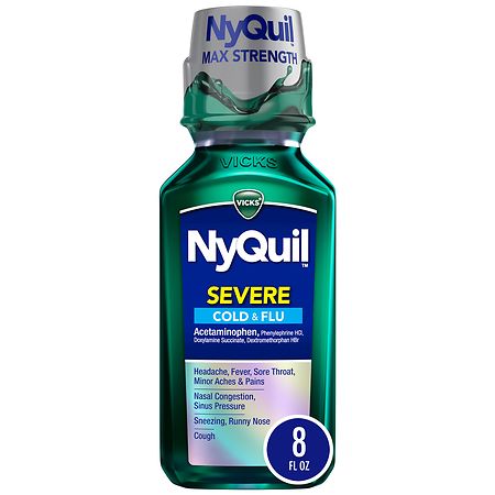 Vicks Nyquil SEVERE Cold and Flu Relief Liquid Medicine, Maximum Strength Original