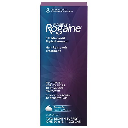 Rogaine Women's 5% Minoxidil Foam For Hair Regrowth Unscented, 2 Month Supply