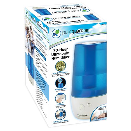 PureGuardian 70-Hour Ultrasonic Humidifier Blue and White