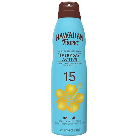 Hawaiian Tropic Clear Spray Sunscreen Broad Spectrum SPF 15 Light Tropical
