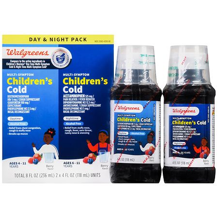 Walgreens Multi-Symptom Children's Cold Liquid Day & Night Pack Berry