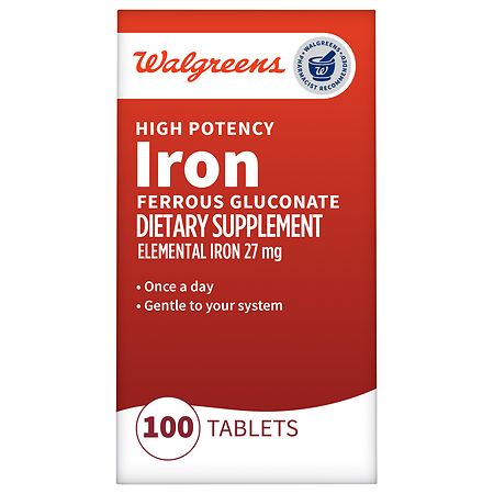 Walgreens High Potency Iron Ferrous Gluconate 27 mg Tablets