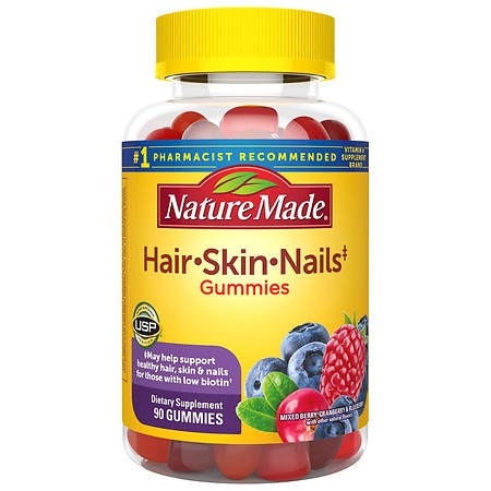 Nature Made Hair, Skin and Nails with Biotin 2500 mcg Gummies Mixed Berry, Cranberry & Blueberry
