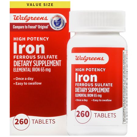 Walgreens High Potency Iron Ferrous Sulfate Tablets