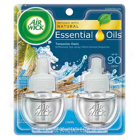 Air Wick Plug In Scented Oil with Essential Oils, Air Freshener Turquoise Oasis (Driftwood/ Sea Spray/ Warm Breeze)