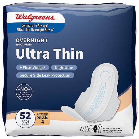 Walgreens Ultra Thin Maxi Pads With Flexi-Wings Unscented, Size 4 (ct 52)
