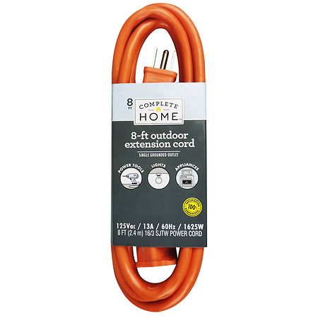 Complete Home Outdoor Extension Cord 8 ft Orange