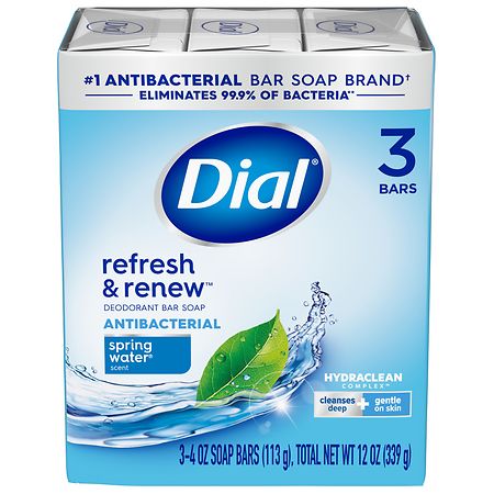Dial Antibacterial Deodorant Bar Soap Spring Water, Spring Water