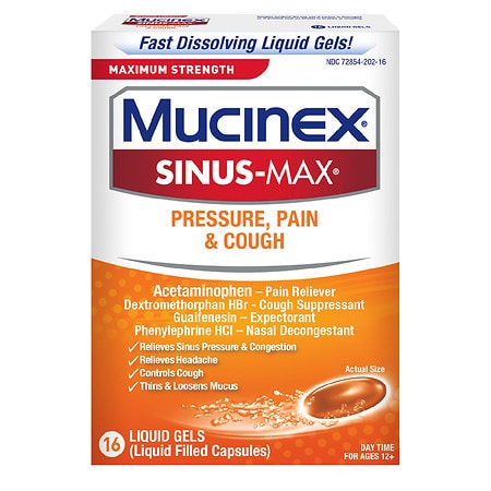 Mucinex Max Strength Pressure Pain & Cough Liquid Gels