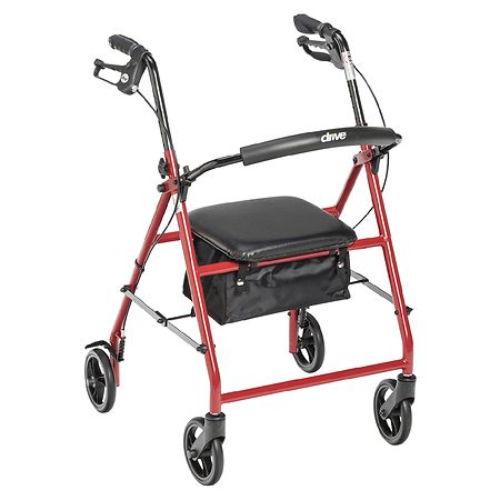 Drive Medical Rollator Rolling Walker with 6 Inch Wheels Red