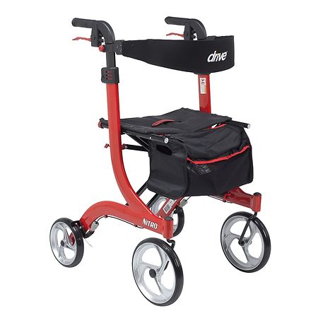 Drive Medical Nitro Euro Style Walker Rollator, Tall Red