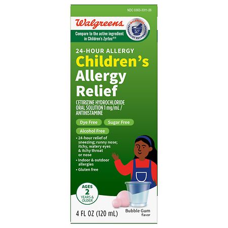 Walgreens All Day Allergy Relief, Cetirizine Hydrochloride Oral Solution 1 mg/ mL Bubble Gum