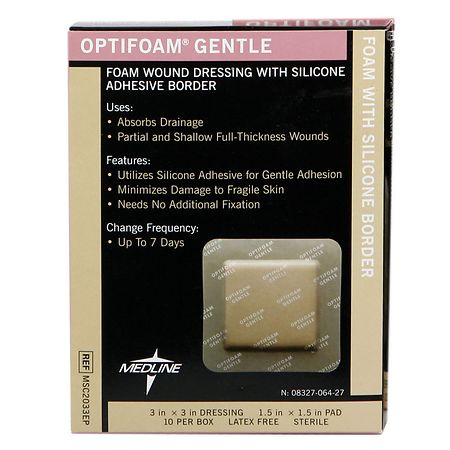 Medline Optifoam Gentle Border Adhesive Dressings 3x3