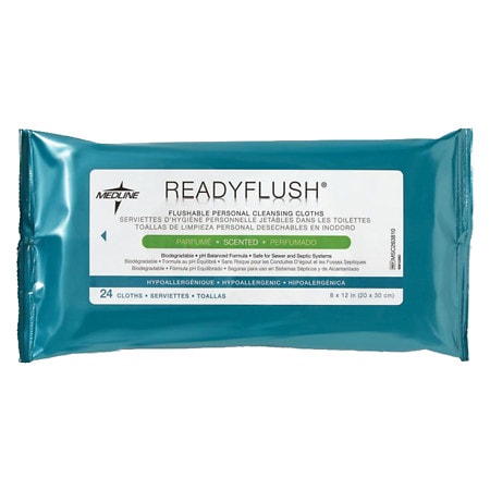 Medline ReadyFlush Biodegradable Flushable Wipes Scented