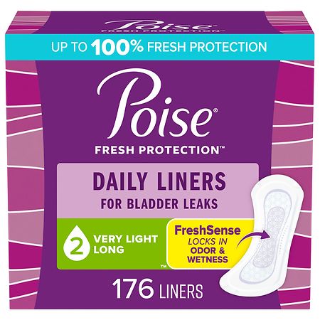 Poise Daily Postpatum Incontinence Panty Liners, Very Light Absorbency Long (176 ct)