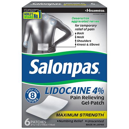 Salonpas Pain Relieving Gel-Patch with Maximum Strength Lidocaine