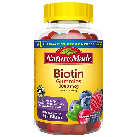 Nature Made Biotin 3000 mcg Gummies Mixed Berry, Cranberry & Blueberry