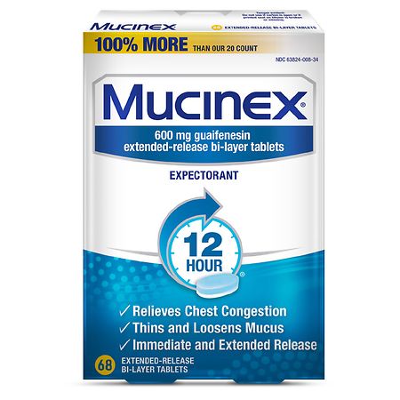 Mucinex 12 Hour Chest Congestion Expectorant Tablets Loosens Mucus