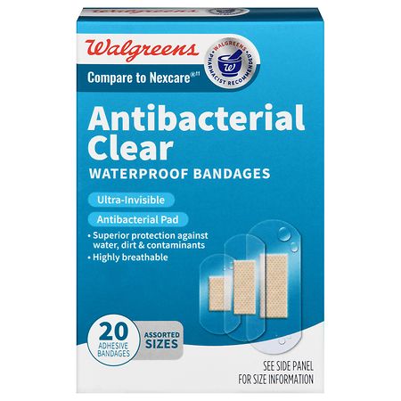 Walgreens Antibacterial Waterproof Bandages Assorted Clear
