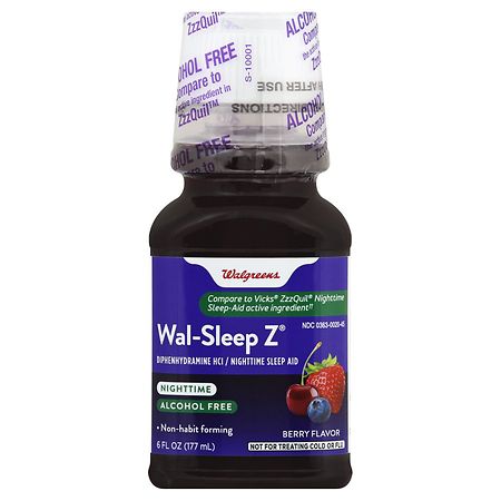 Walgreens Wal-Sleep Z Sleep Aid Liquid, Alcohol Free Berry
