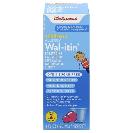 Walgreens Wal-itin Children's Allergy Liquid Dye & Sugar Free Bubble Gum