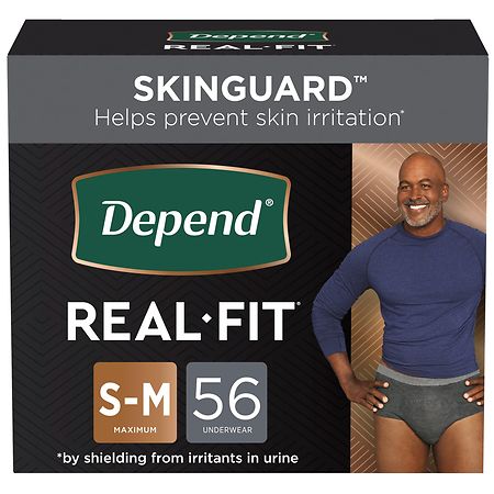 Depend Incontinence Underwear for Men, Disposable, Max Absorbency Small/ Medium (28 ct) Black