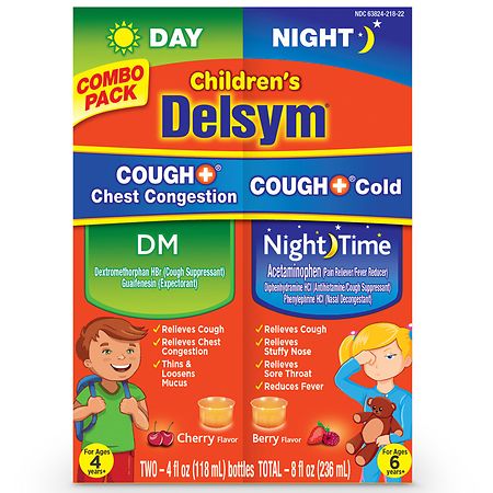 Delsym Children`s Liquid Cough Plus Day Night Cherry & Berry