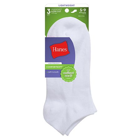 Hanes Womens Comfort Blend Light Weight Low Cut Sock White
