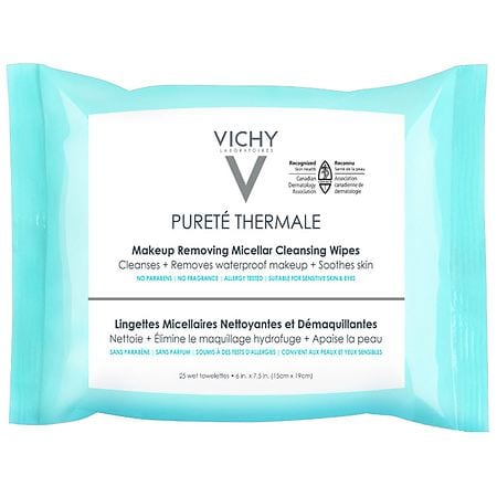 Vichy Purete Thermal 3-in-1 Makeup Remover Wipes with Micellar Cleanser Water