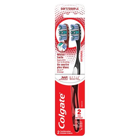 Colgate 360 Advanced Adult Soft Whitening Toothbrush Pack Soft Multicolored