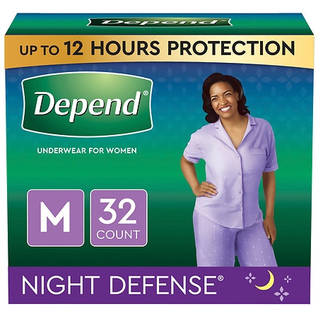 Depend Night Defense Adult Incontinence Underwear for Women, Disposable, Medium M Blush