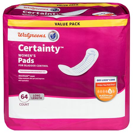 Walgreens Certainty Women's Pads for Bladder Control Maximum Absorbency Long Length
