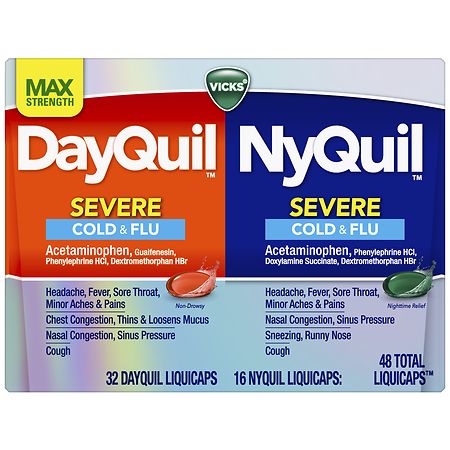 Vicks Dayquil Nyquil Severe Cough, Cold & Flu Relief LiquiCaps Convenience Pack