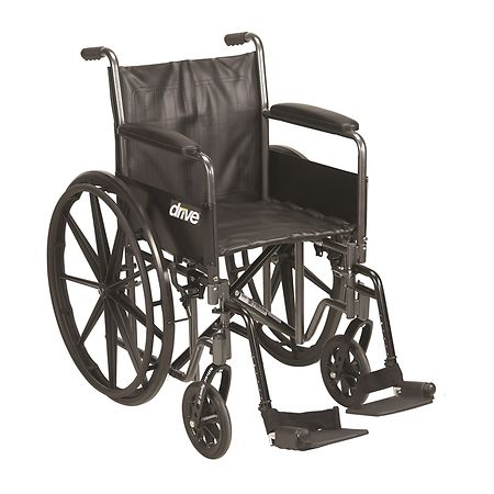 Drive Medical Silver Sport 2 Wheelchair, Detachable Full Arms, Swing away Footrests