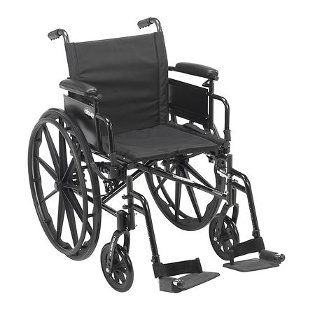 Drive Medical Cruiser X4 Dual Axle Wheelchair with Adjustable Detachable Desk Arms 16 inch Seat Silver Vein