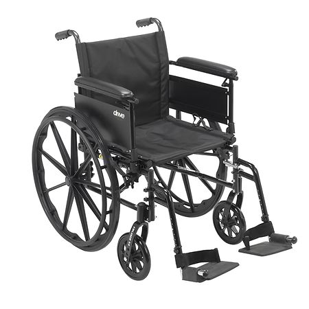 Drive Medical Cruiser X4 Dual Axle Wheelchair with Adjustable Detachable Full Arms 16 inch Seat Silver Vein