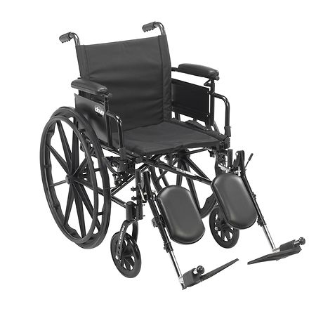Drive Medical Cruiser X4 Dual Axle Wheelchair with Adjustable Desk Arms, Elevating LegRests 18 inch Seat Silver Vein