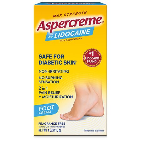 Aspercreme Diabetic Lidocaine Foot Pain Cream Fragrance Free