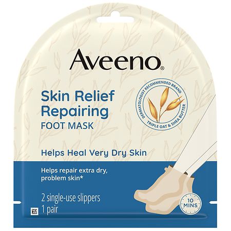 Aveeno Skin Relief Repairing Foot Mask For Dry Skin Fragrance Free