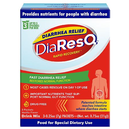 DiaResQ Rapid Recovery Diarrhea Relief Adults Ages 12 Years & Up Vanilla