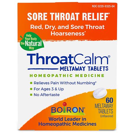 Boiron ThroatCalm Homeopathic Tablets for Sore Throat Relief