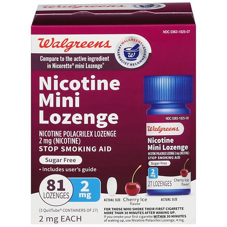 Walgreens Nicotine Mini Lozenges, Sugar Free, 2mg Cherry Ice