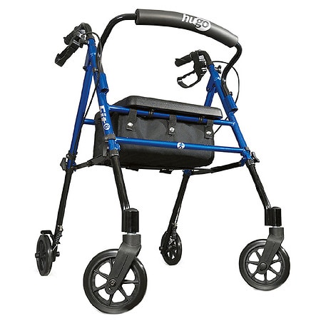 Hugo Fit Rollator Rolling Walker With Padded Seat, Backrest And Storage Bag Pacific Blue