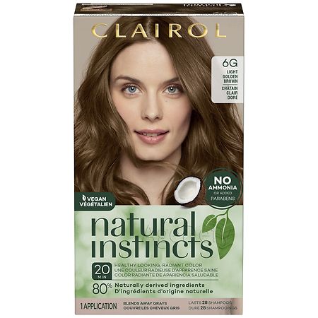 Clairol Natural Instincts Hair Color 6G LIGHT GOLDEN BROWN, Toasted Almond