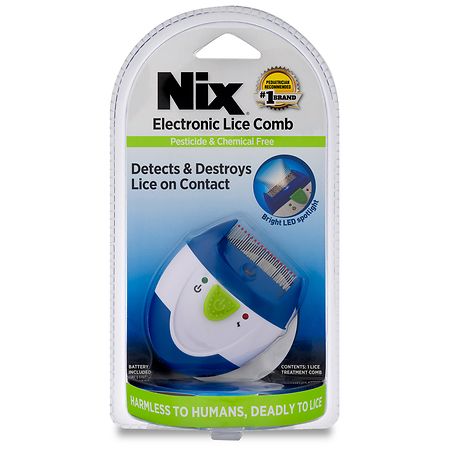 Nix Electronic Lice Comb, Detects and Destroys Lice on Contact, Chemical Free Blue, White