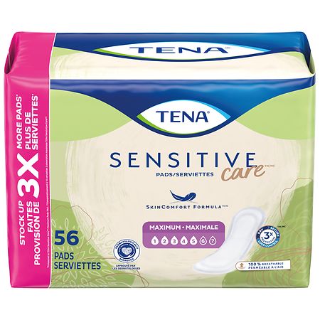 Tena Sensitive Care Maximum Absorbency Incontinence/ Bladder Control Pad for Women Regular Length