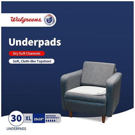 Walgreens Underpads for Incontinence, Day & Night Protection, Maximum Absorbency X-Large
